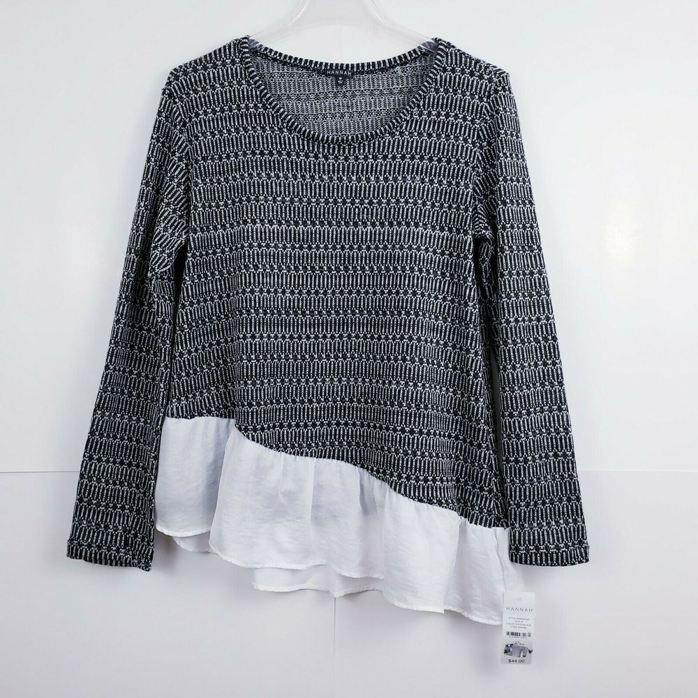 Hannah Asymmetrical Sweater Gray White Scoop Tunic